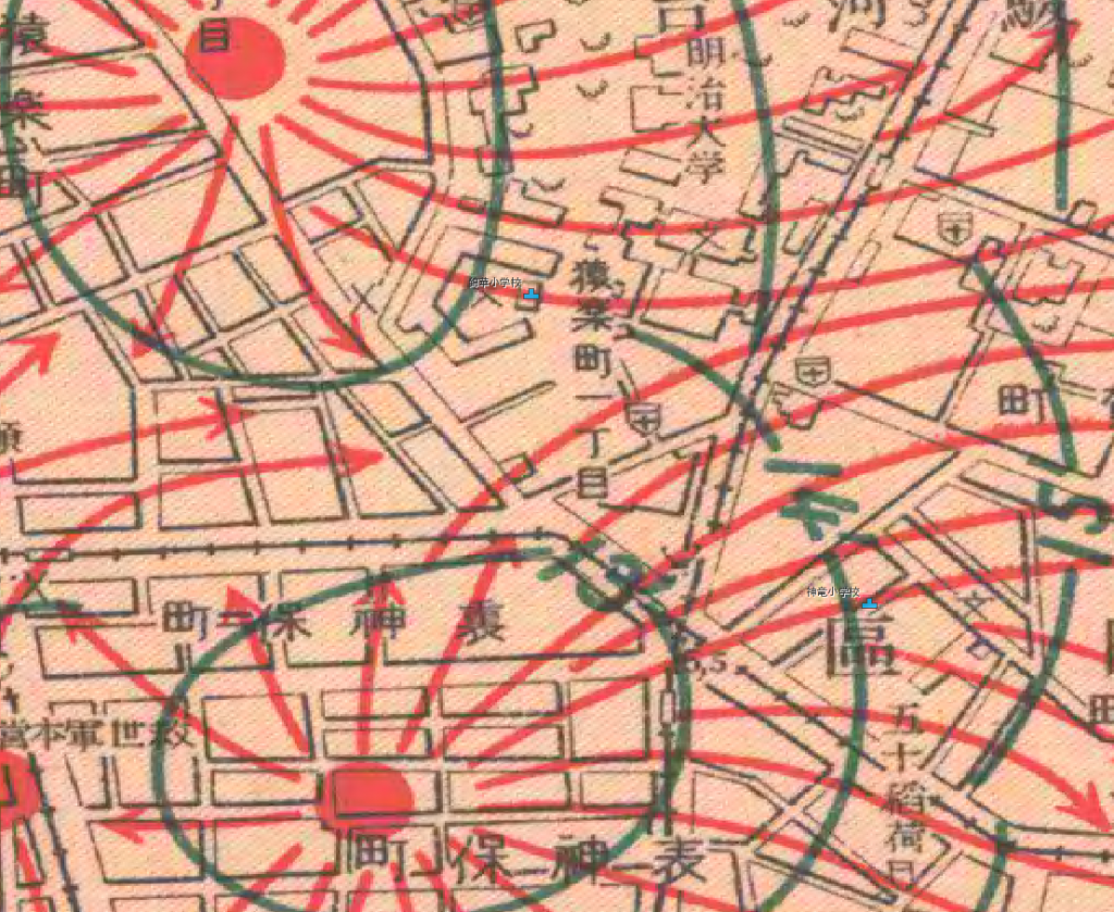 東京大震災被災地図　神田駿河台付近